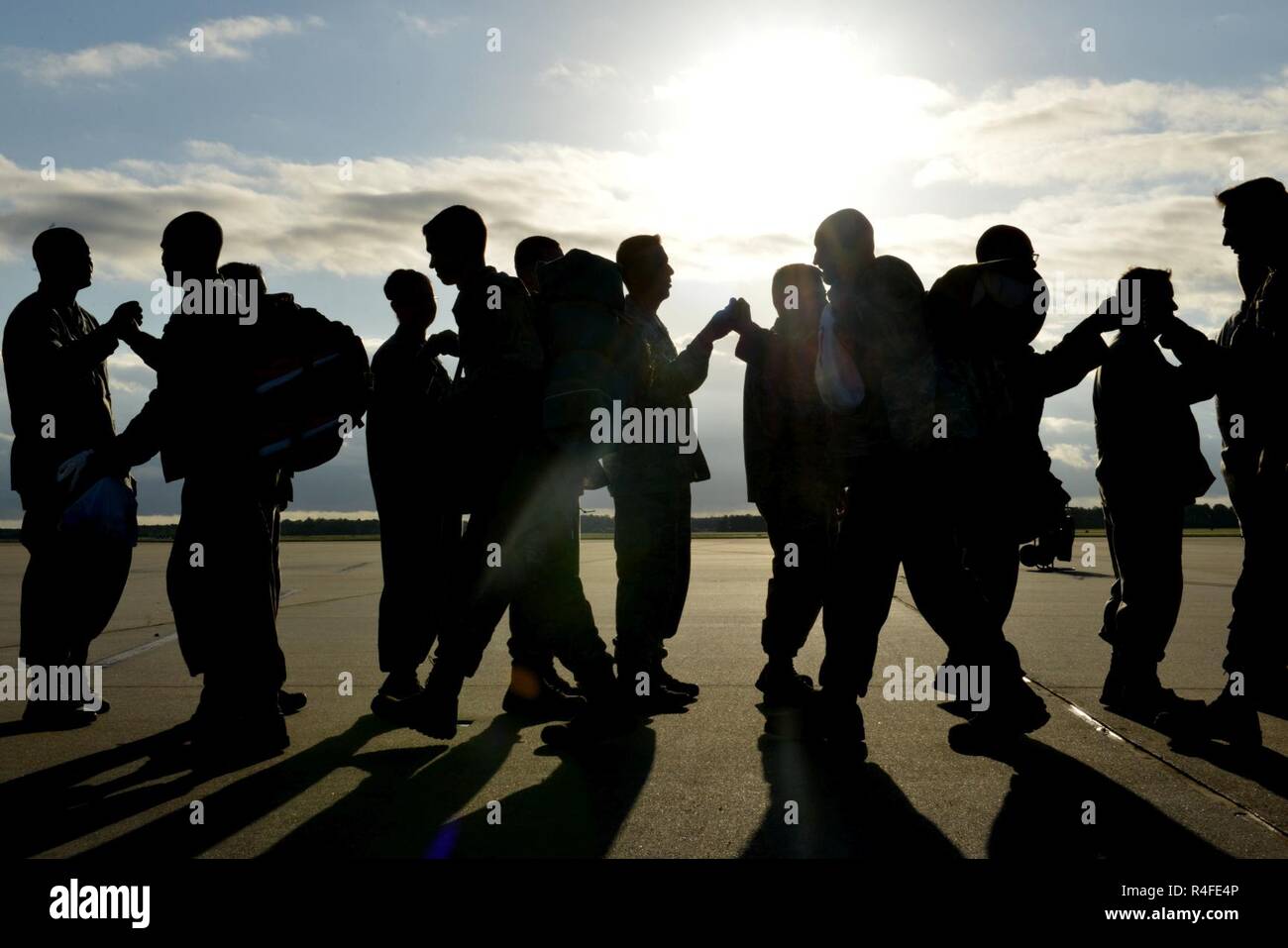 U.S. Airmen assigned to the 20th Fighter Wing fistbump Team Shaw