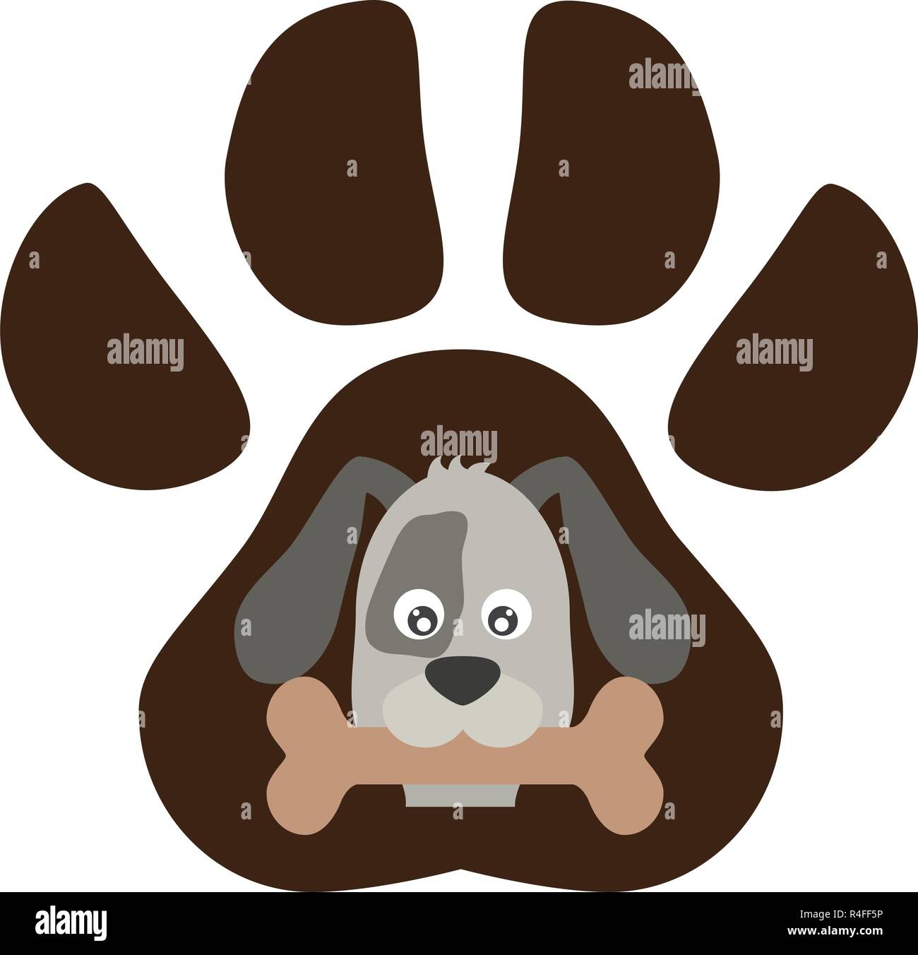 cute jack russell in the paw print vector illustration design Stock ...