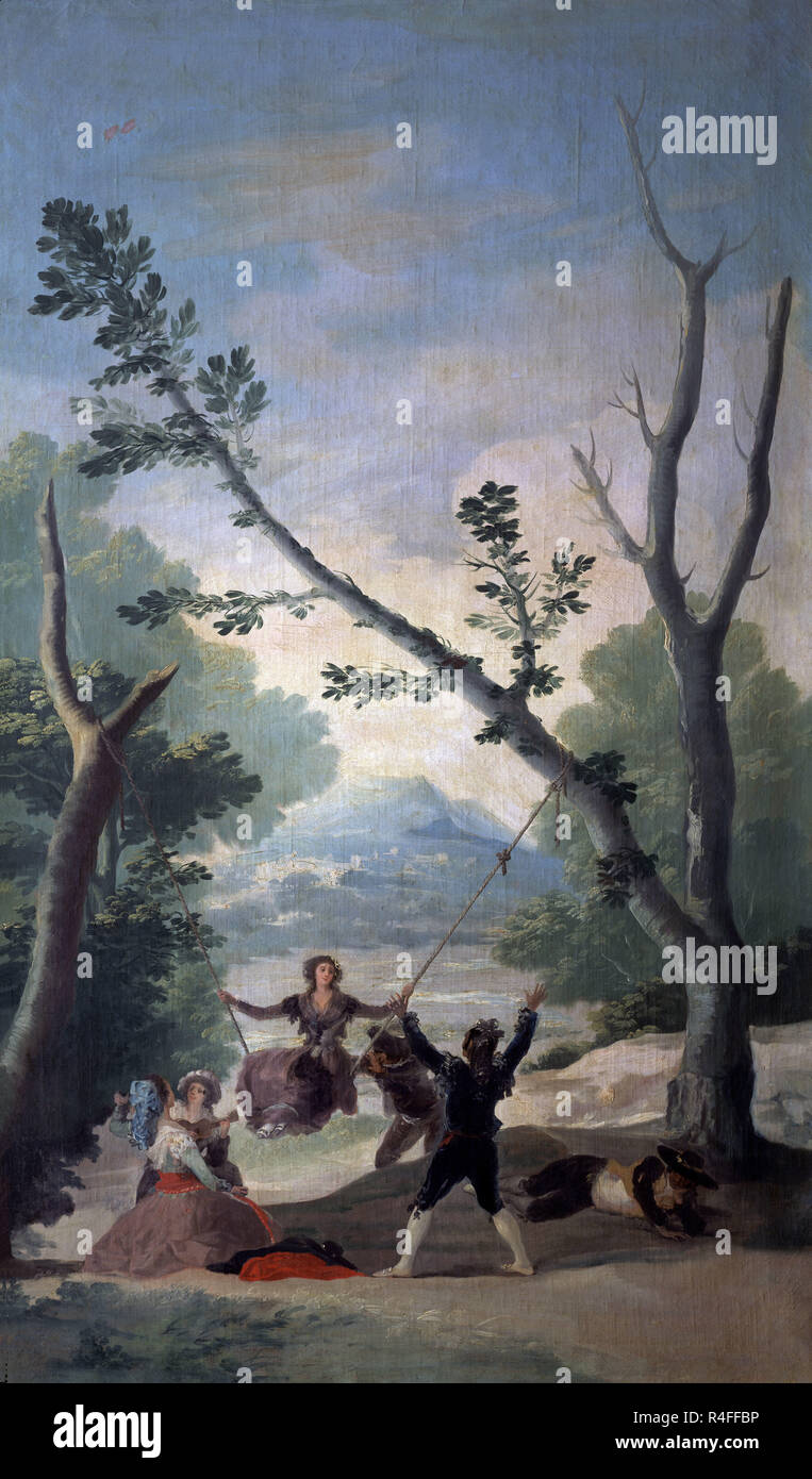 EL COLUMPIO - 1787 - OLEO/LIENZO - 169 x 100 cm. Author: GOYA, FRANCISCO  DE. Location: PRIVATE COLLECTION. MADRID. SPAIN Stock Photo - Alamy