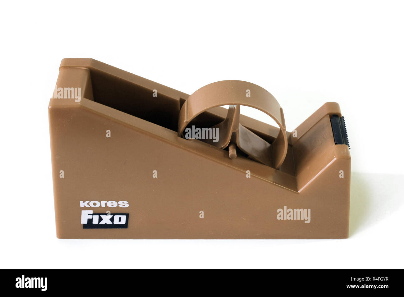 Brown scotch Tape Roller dispenser isolated white background Stock