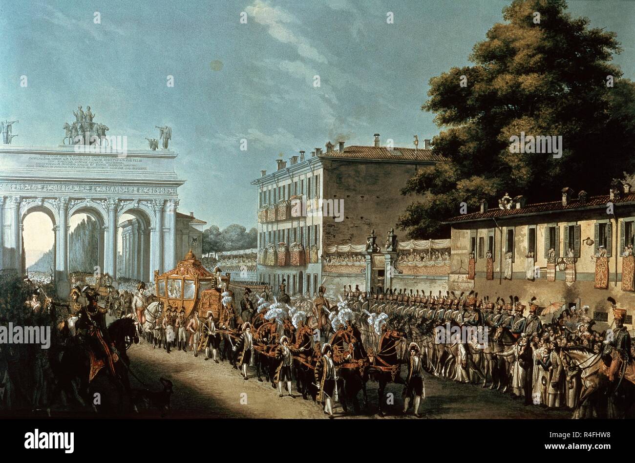 ENTRADA EN MILAN DE FRANCISCO I EMPERADOR DE AUSTRIA - SIGLO XIX. Author: ESCOPA. Location: PRIVATE COLLECTION. Rome. ITALIA. Stock Photo