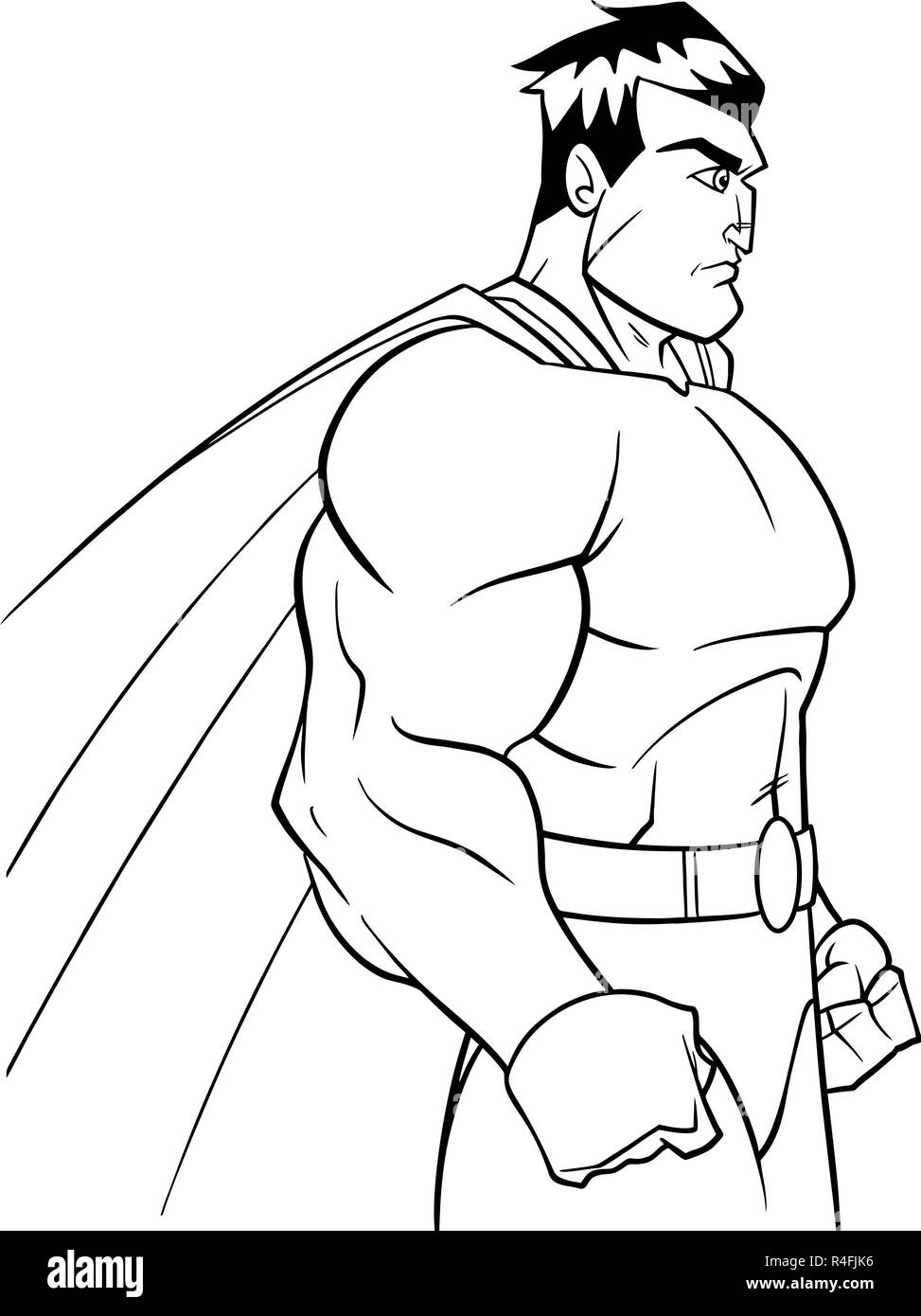 Superhero Side Profile Line Art Stock Vector