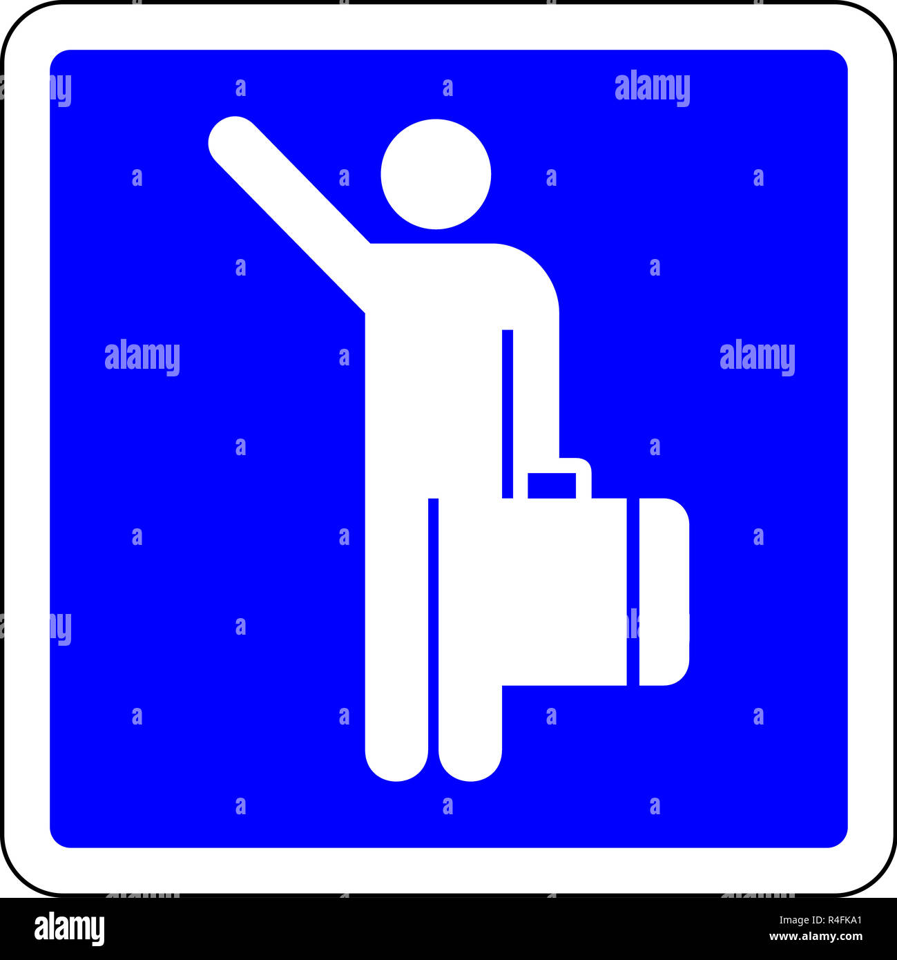 Hitchhiking allowed blue sign Stock Photo Alamy