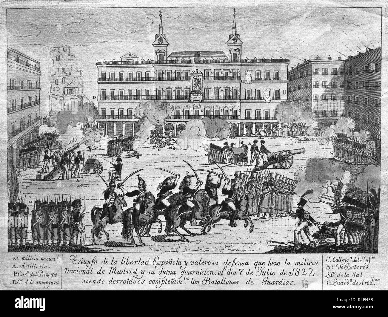 7 DE JULIO DE 1822 EN LA PLAZA MAYOR DE MADRID GRABADO SIGLO XIX. Location PRIVATE COLLECTION Stock Photo Alamy