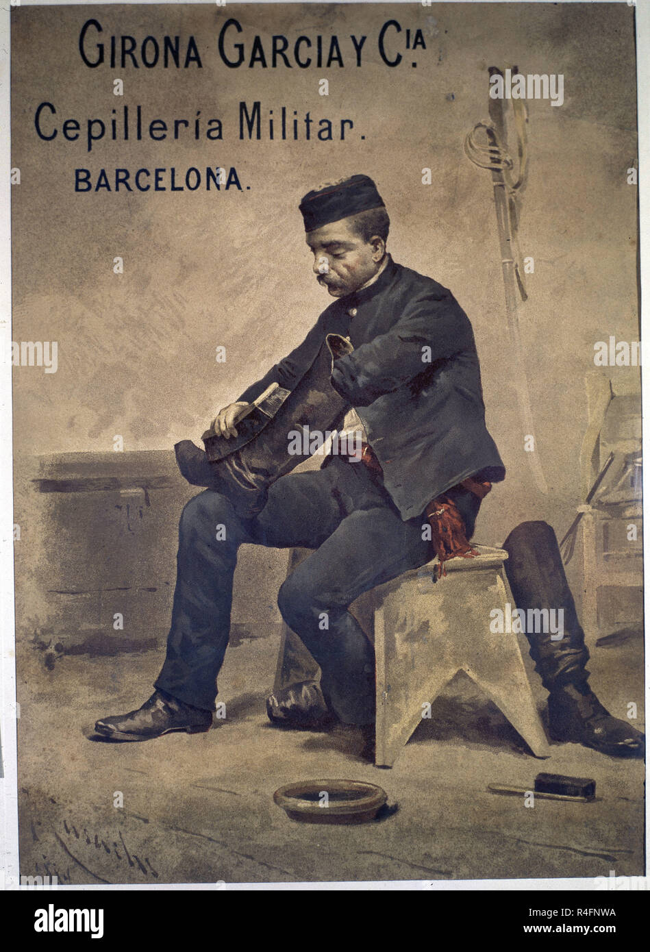 “CEPILLERIA MILITAR-GIRONA GARCIA Y CIA.BARCELONA” - CARTEL SIGLO XIX