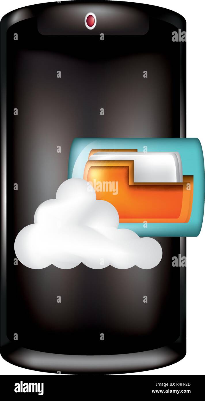 smartphone with cloud computing and folder vector illustration design ...