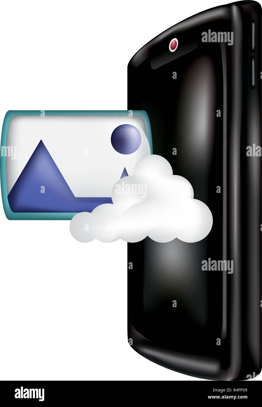 smartphone with cloud computing and image vector illustration design ...