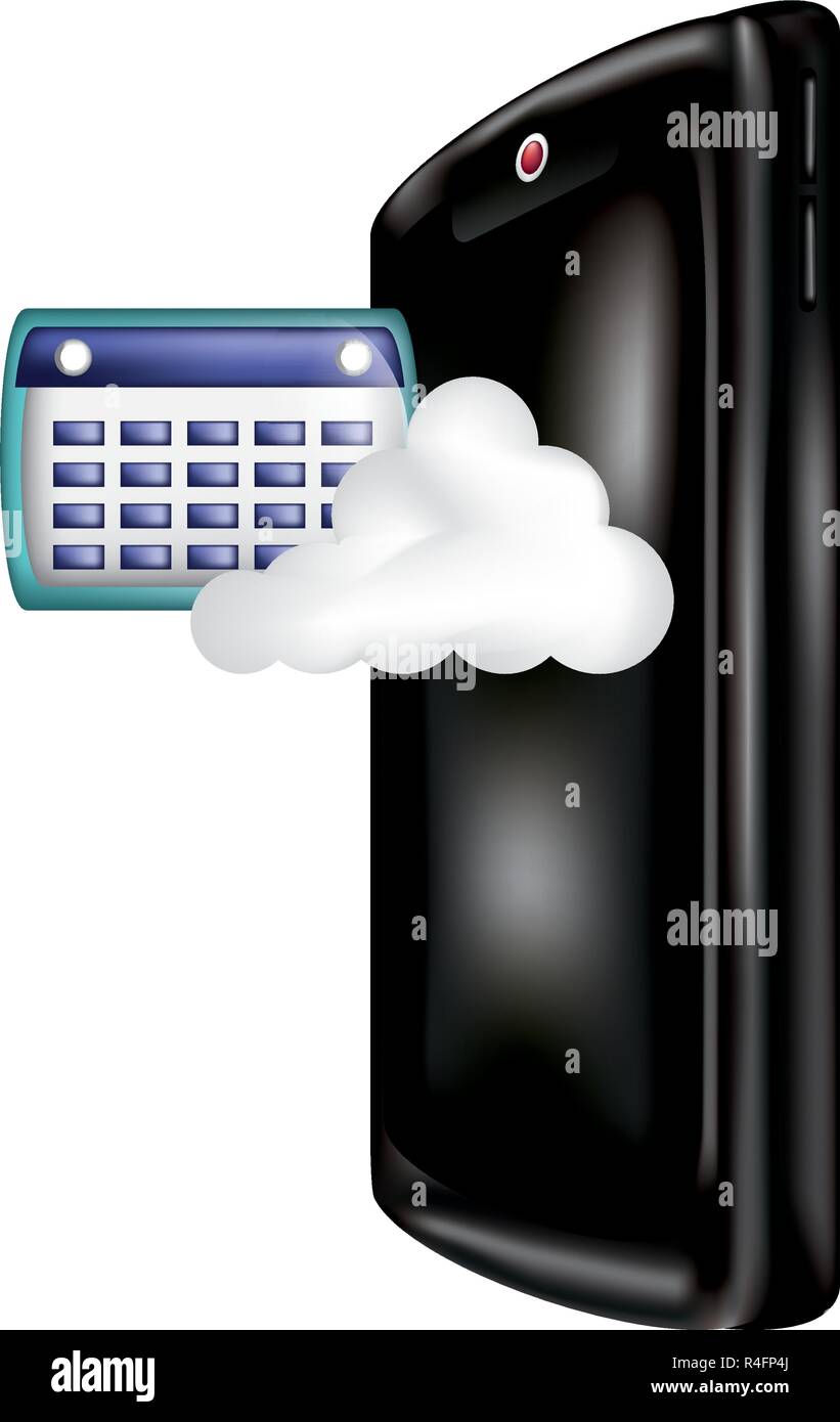 smartphone with cloud computing and calendar vector illustration design ...