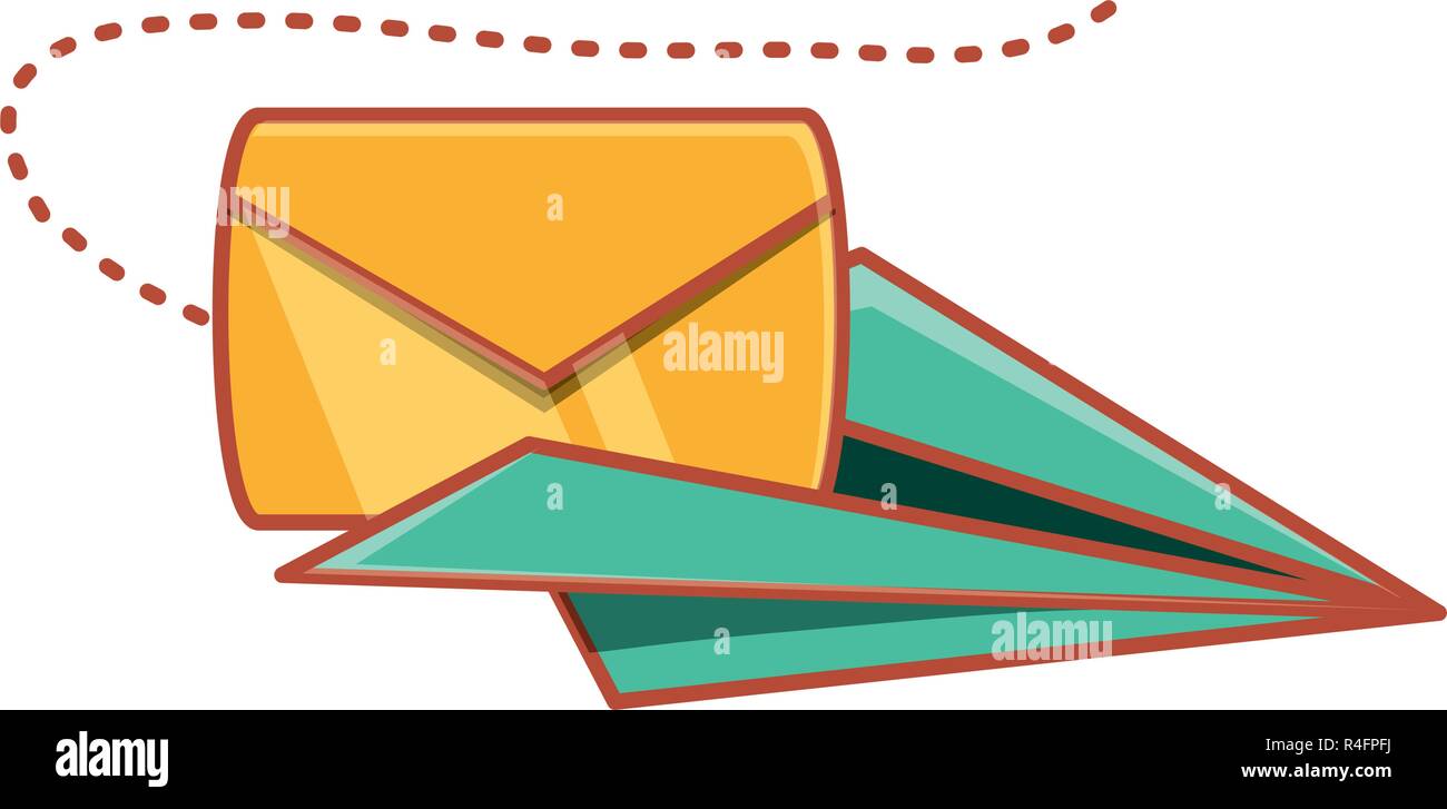 airplane paper flying with envelope vector illustration design Stock ...
