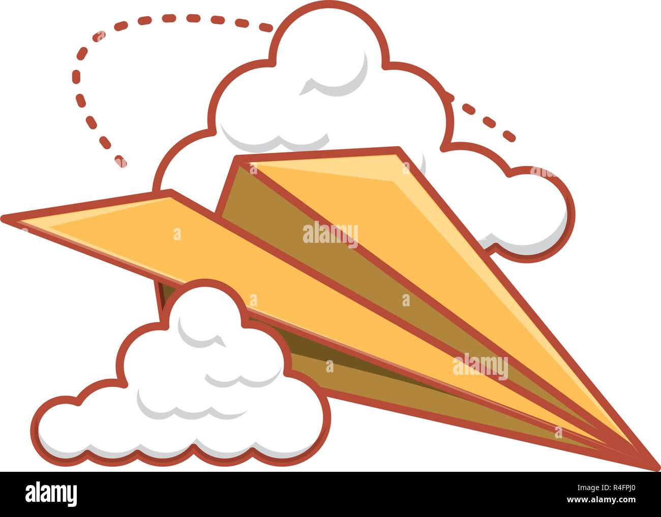 airplane paper flying with clouds vector illustration design Stock ...