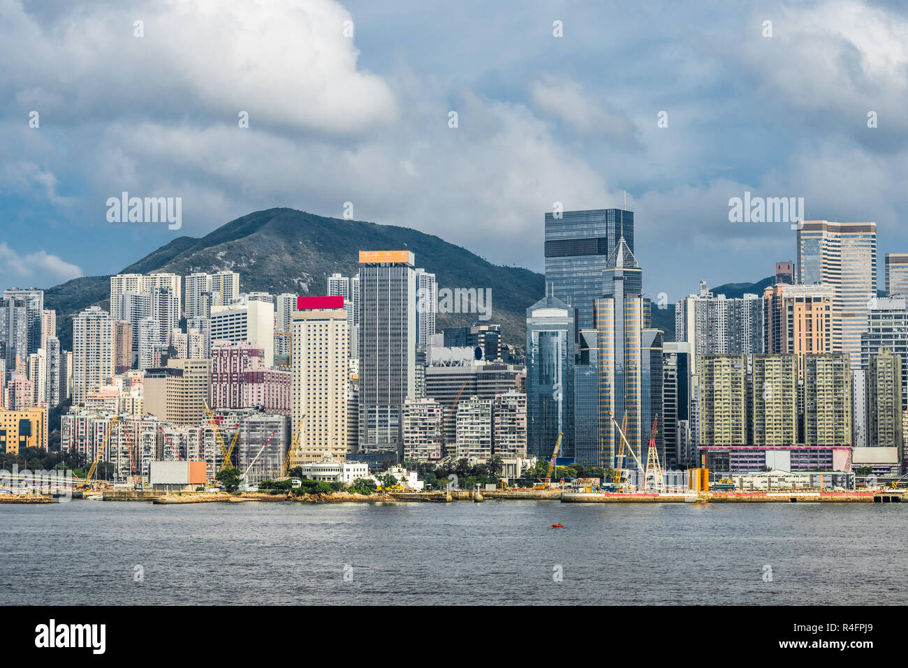 Central skyline and waterfront at Causeway Bay in Hong Kong Stock Photo ...