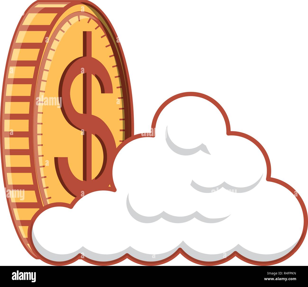 coin dollar with cloud computing vector illustration design Stock ...