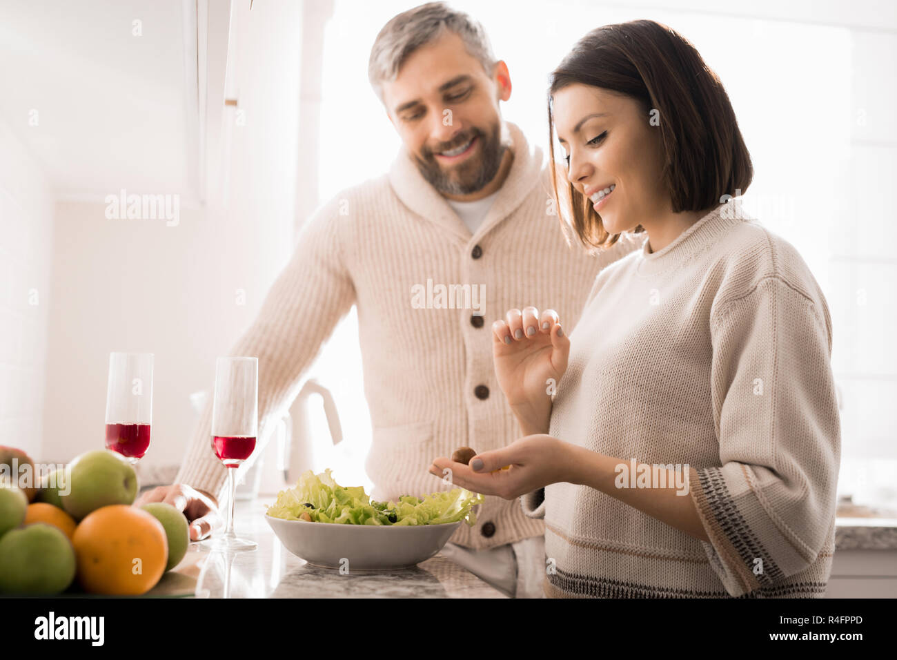 Adult Couple Cooking Together Stock Photo