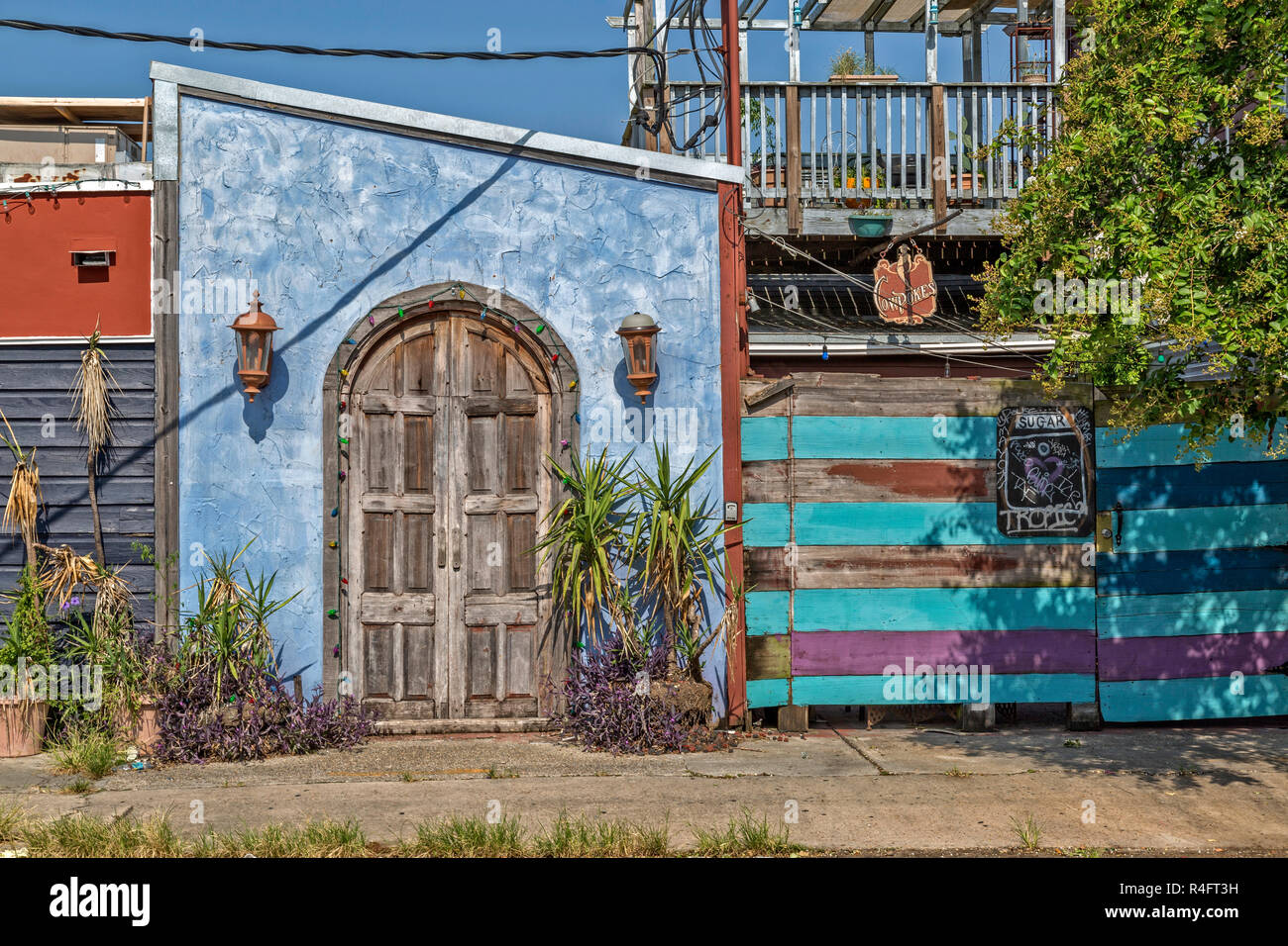 Colorful entrance to a performing arts Theatre at St Claude, in the