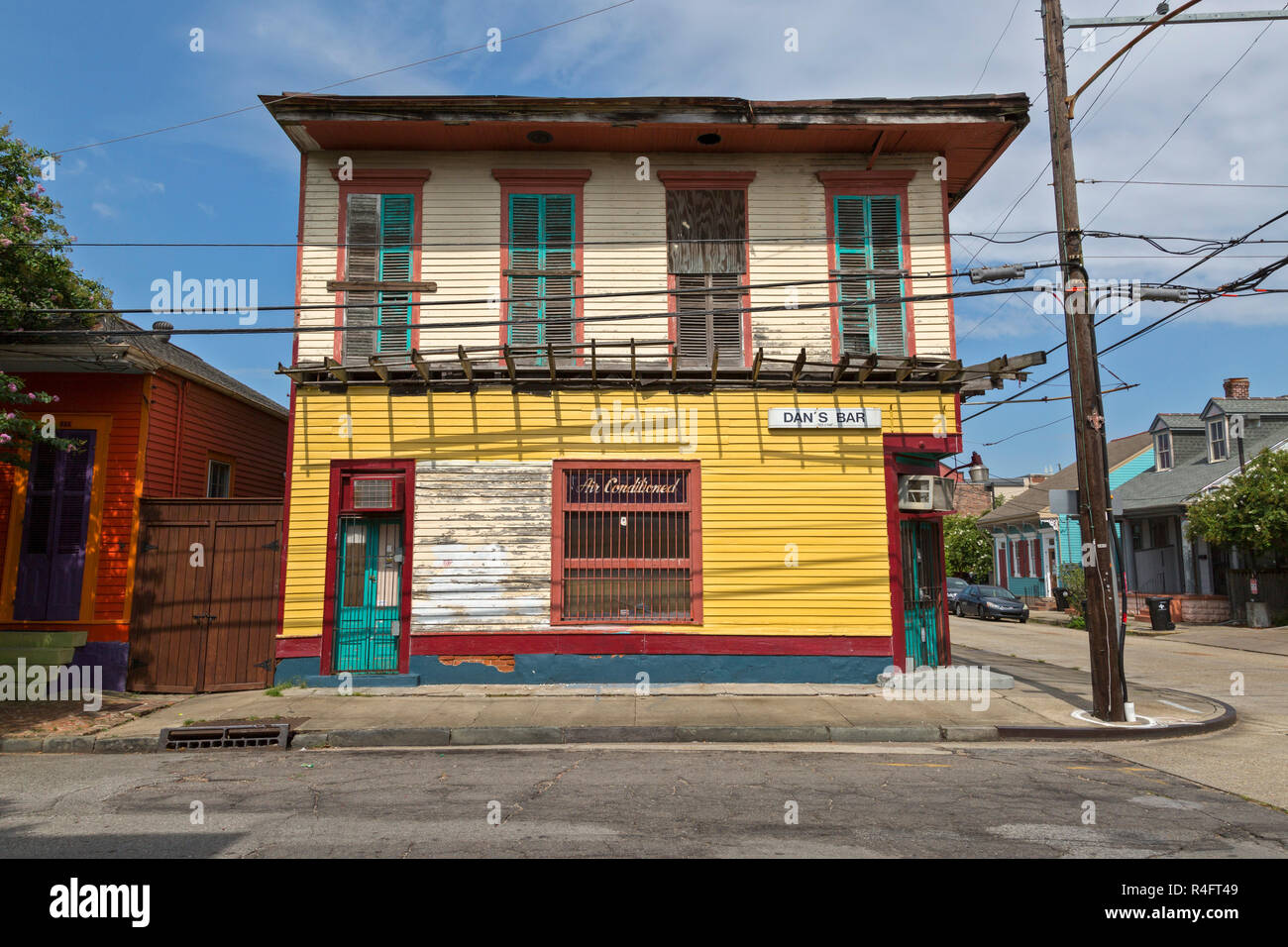 Dan's Bar, colorful building located in the Marigny area of New Orleans Louisiana. Stock Photo