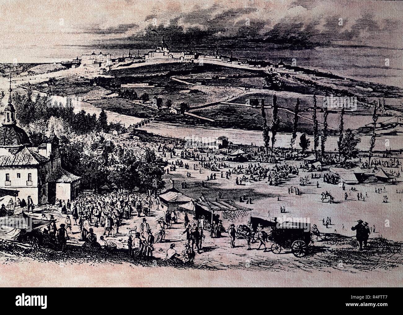 VISTA DE LA PRADERA DE SAN ISIDRO - 1857. Location: PRIVATE COLLECTION. SPAIN. Stock Photo