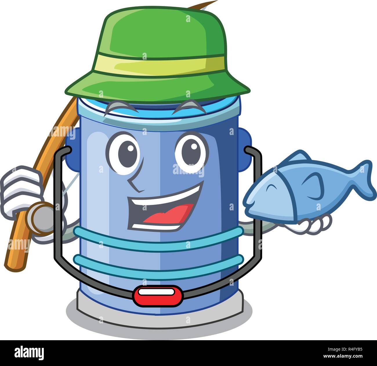 Fishing cylinder bucket with handle on cartoon Stock Vector Image & Art -  Alamy