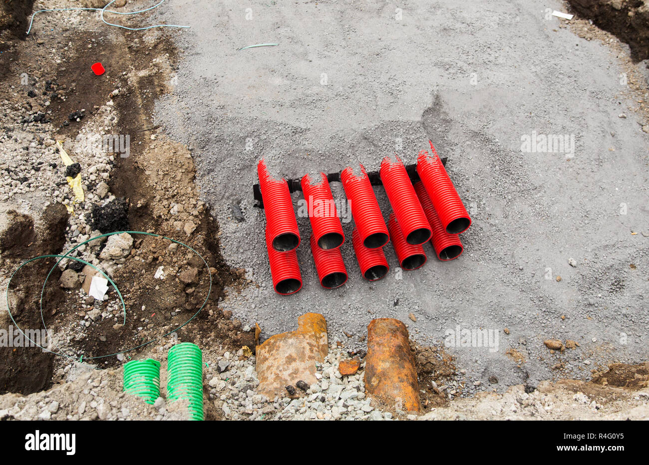close up of pipes sticking out ground Stock Photo Alamy