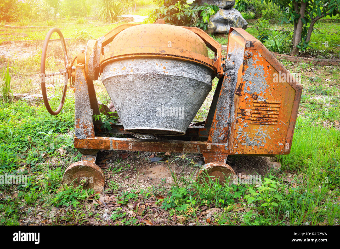 old concrete mixer machine / tool of concrete mixer machine rust at