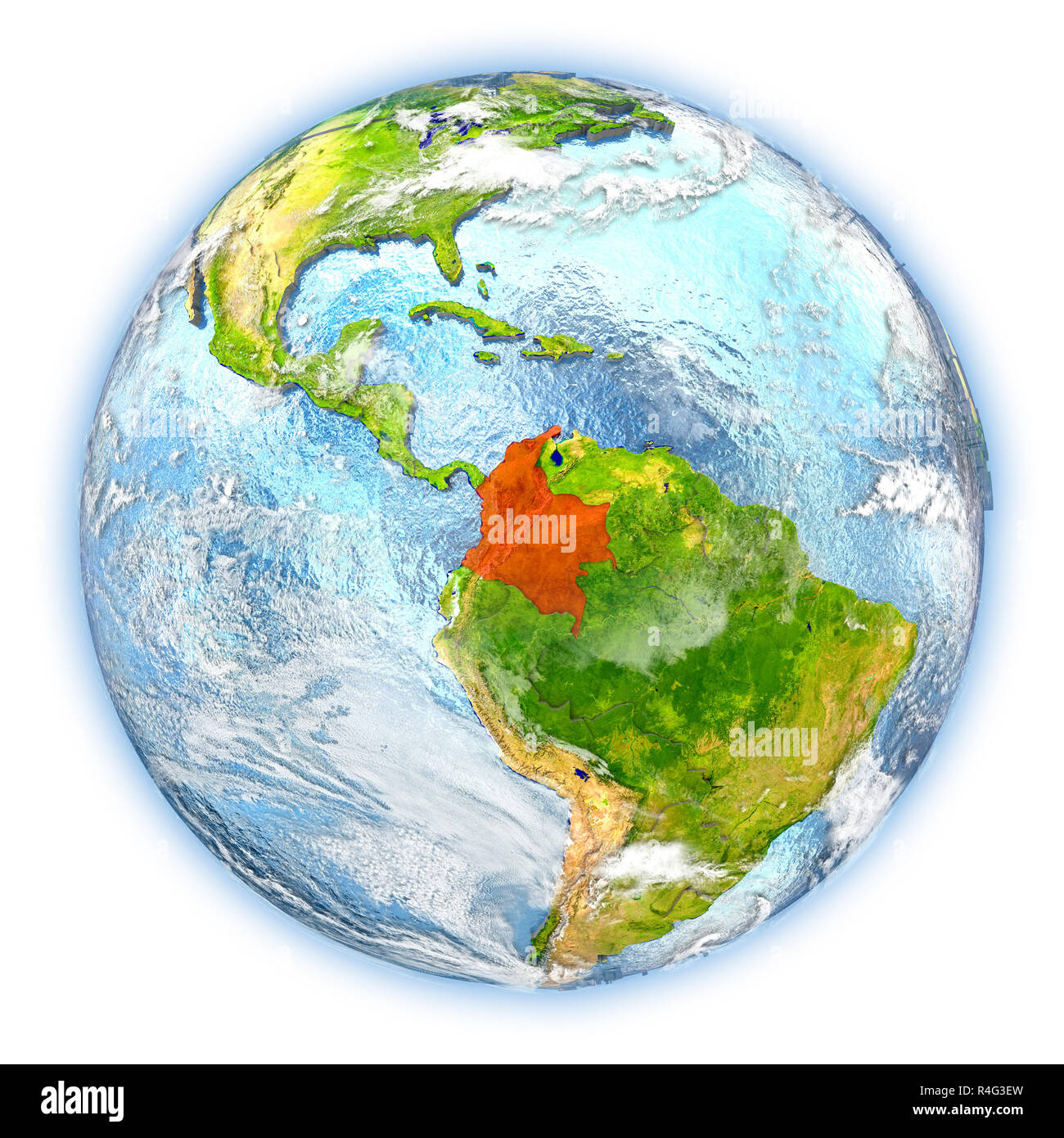 Colombia on Earth isolated Stock Photo - Alamy