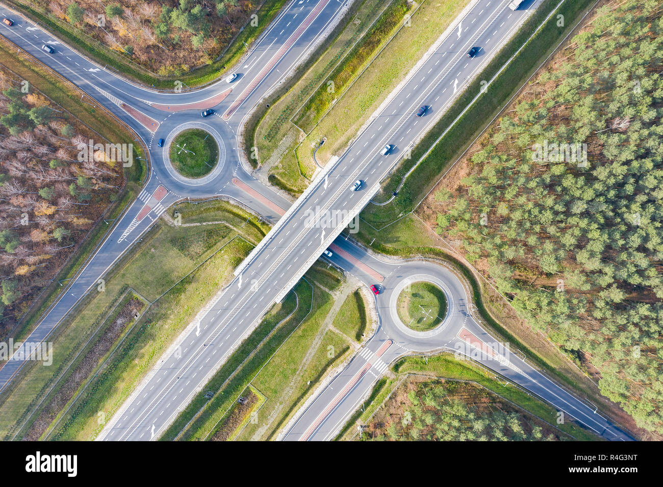 two roundabouts - view from above Stock Photo - Alamy