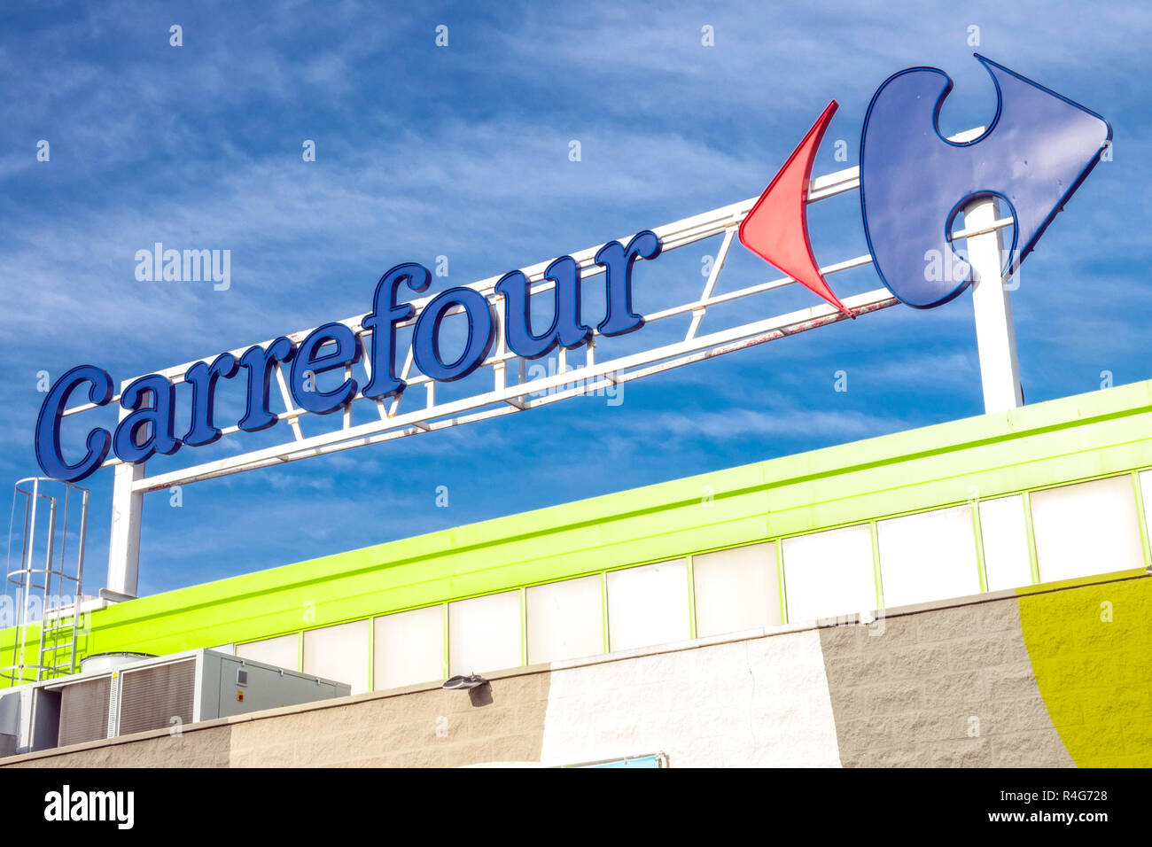 Carrefour logo, Spain Stock Photo