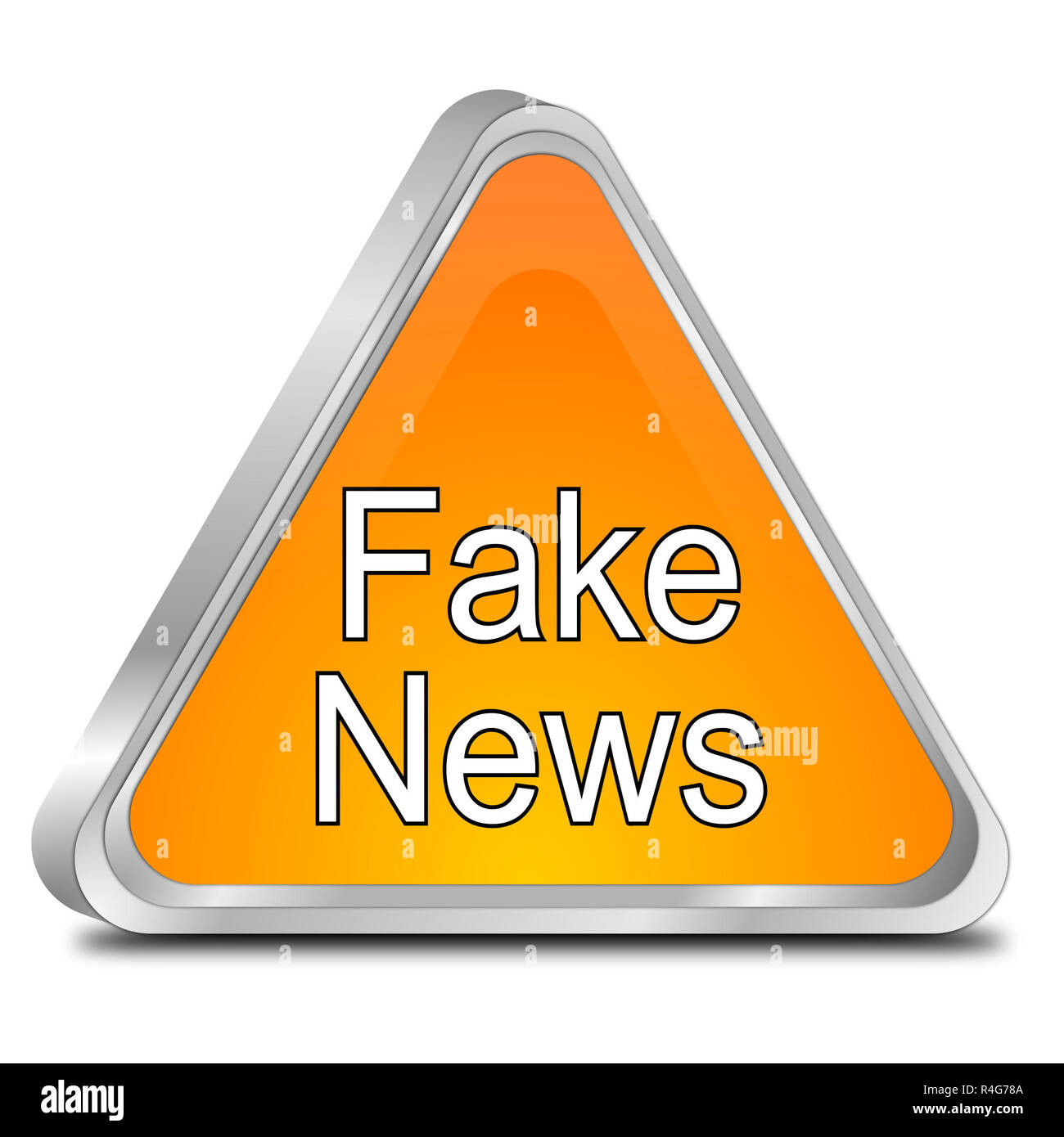 orange Fake News warning sign - 3D illustration Stock Photo