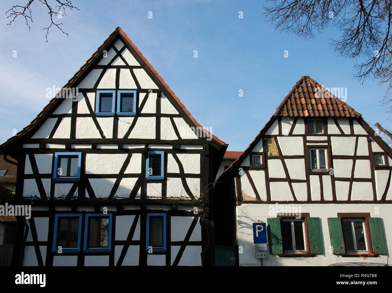 half-timbered houses jockgrim Stock Photo