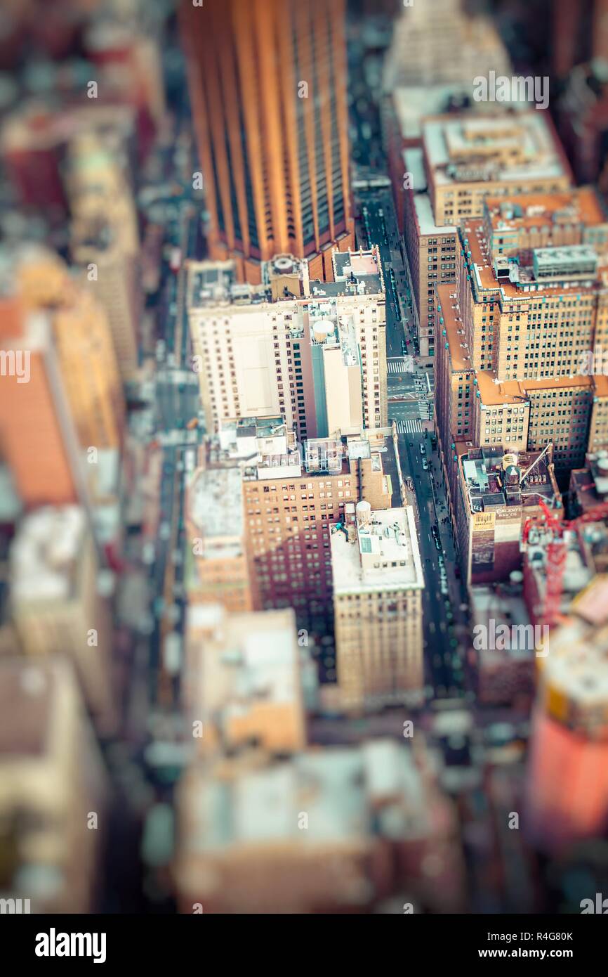 Aerial view of Manhattan skyline at sunset, New York City Stock Photo ...
