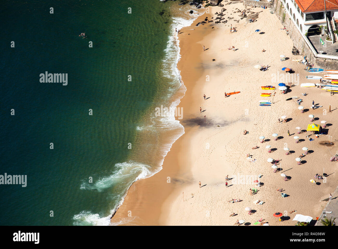 Aerial view of Urca beach and neighborhood homes, Rio de Janeiro