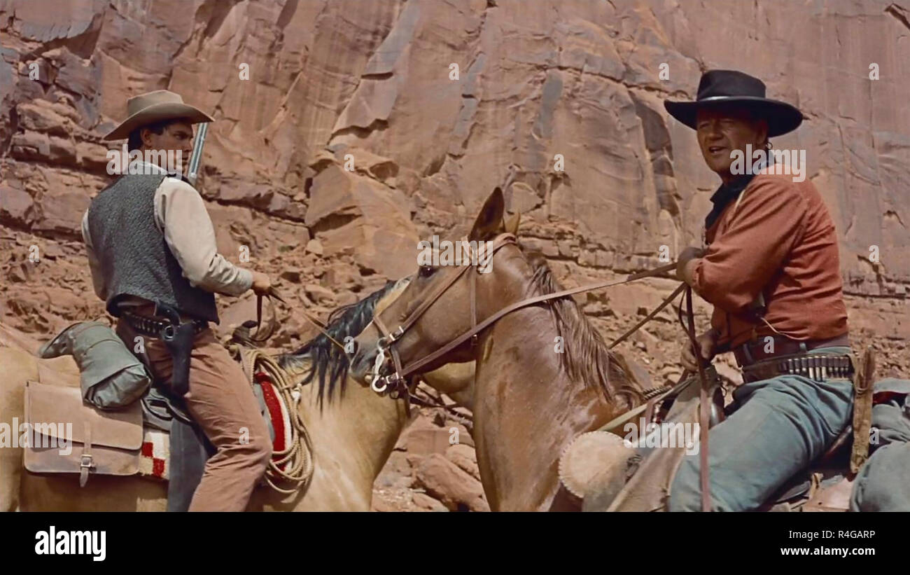 THE SEARCHERS 1956 Warner Bros film with John Wayne at right and Jeffrey Hunter Stock Photo