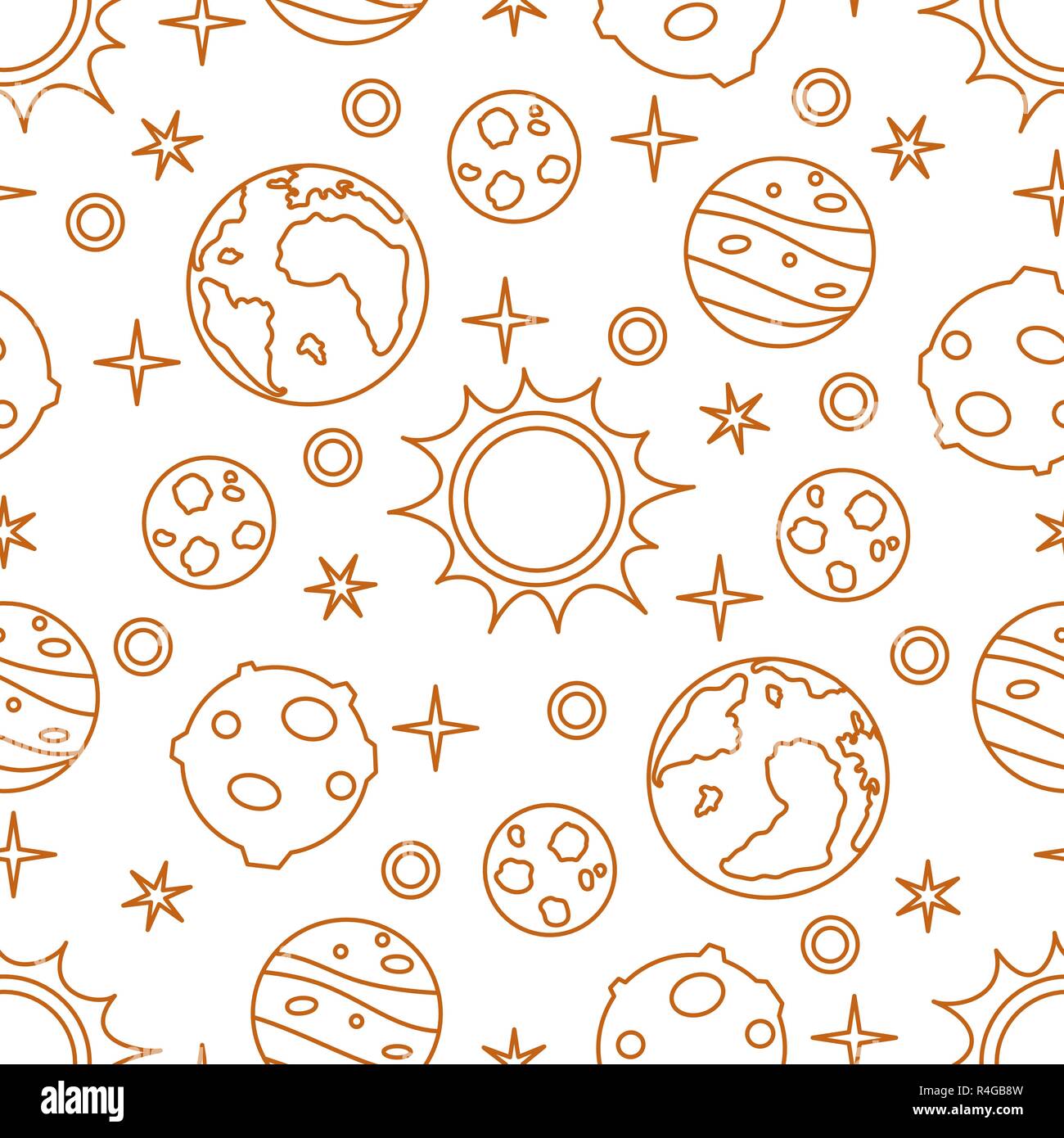 Seamless pattern with sun, planets, stars. Space exploration. Astronomy ...