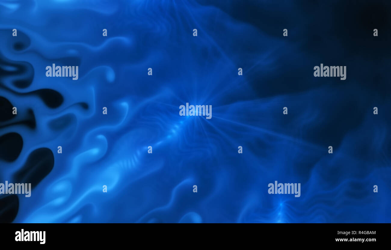 Beautiful blue background of glowing particles and lines with depth of ...