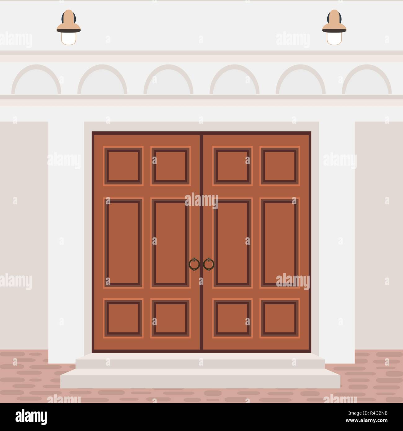 House door front with doorstep and steps window Vector Image