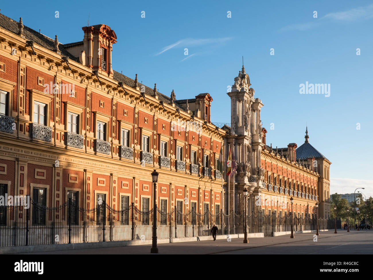 San Telmo Palace (Palacio de San Telmo), a 1600's baroque palace used as HQ for Regional Government of Andalucia, Calle Palos de la Frontera, Seville. Stock Photo