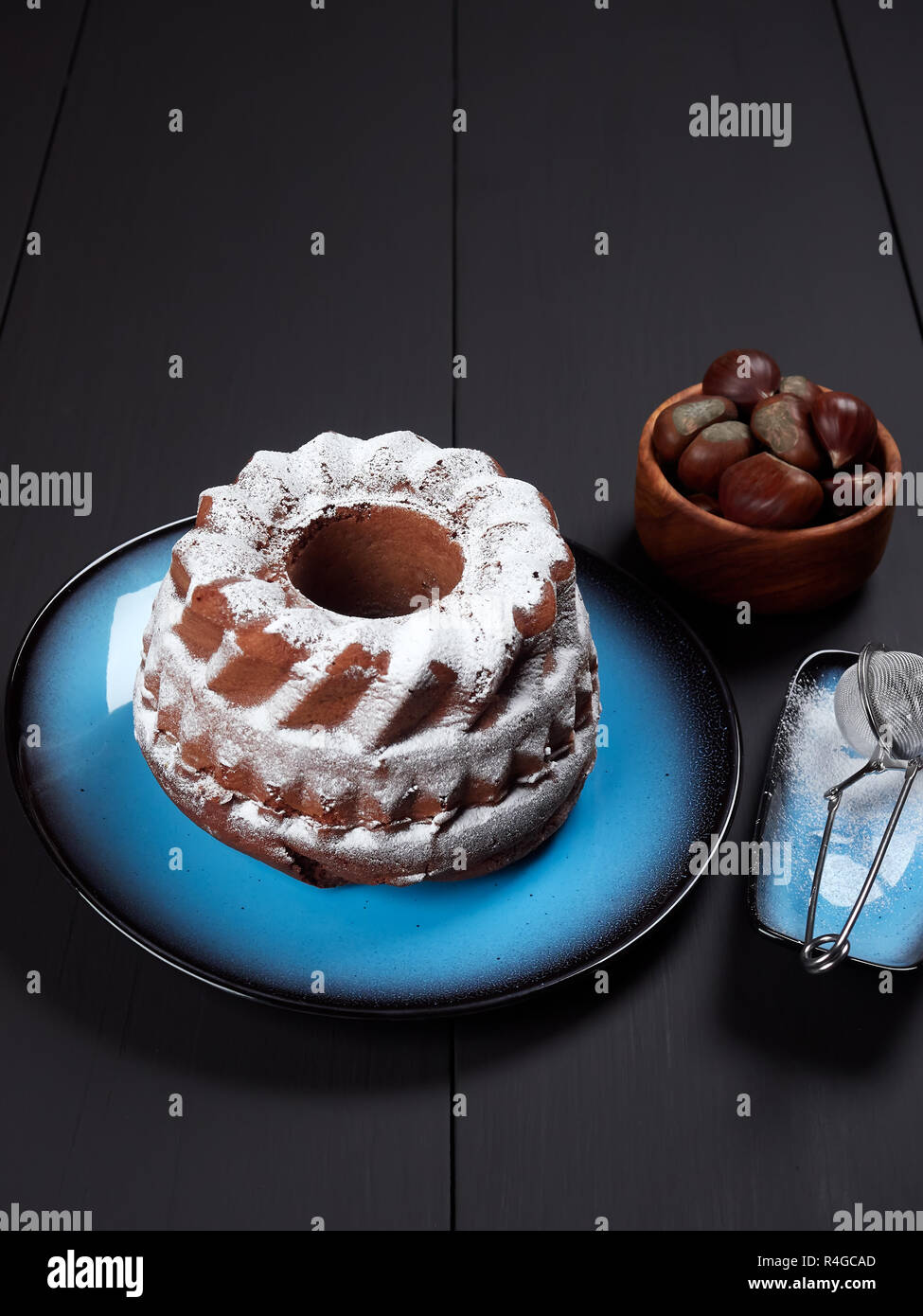 Delicious Chestnut Bundt Cake Using Sweetened Chestnut Puree And Chocolate Chips Dusted With Sugar Set On A Blue Plate On A Dark Brown Background Stock Photo 226554341 Alamy,How To Make A Tequila Sunrise Video