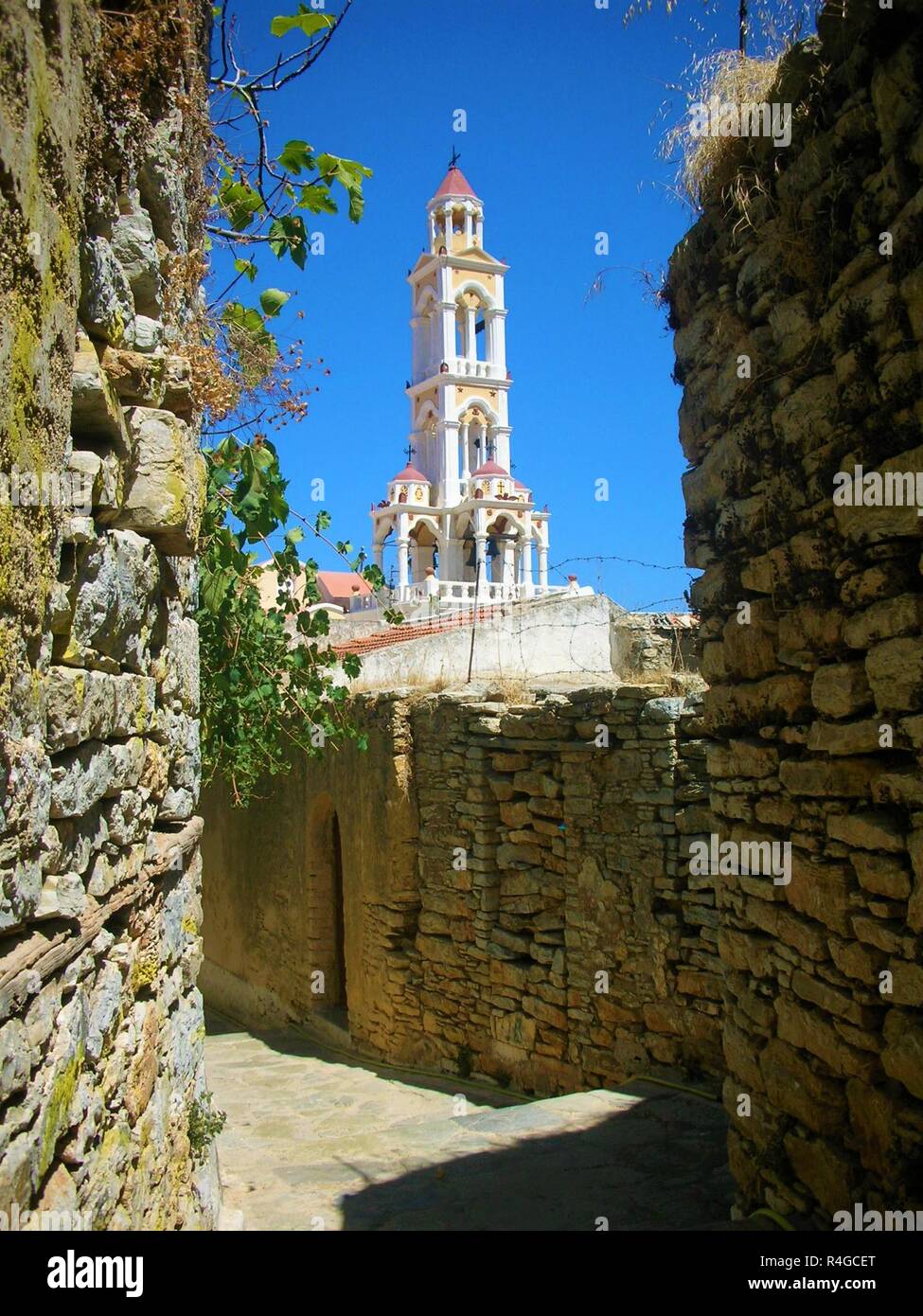 greek church tower Stock Photo