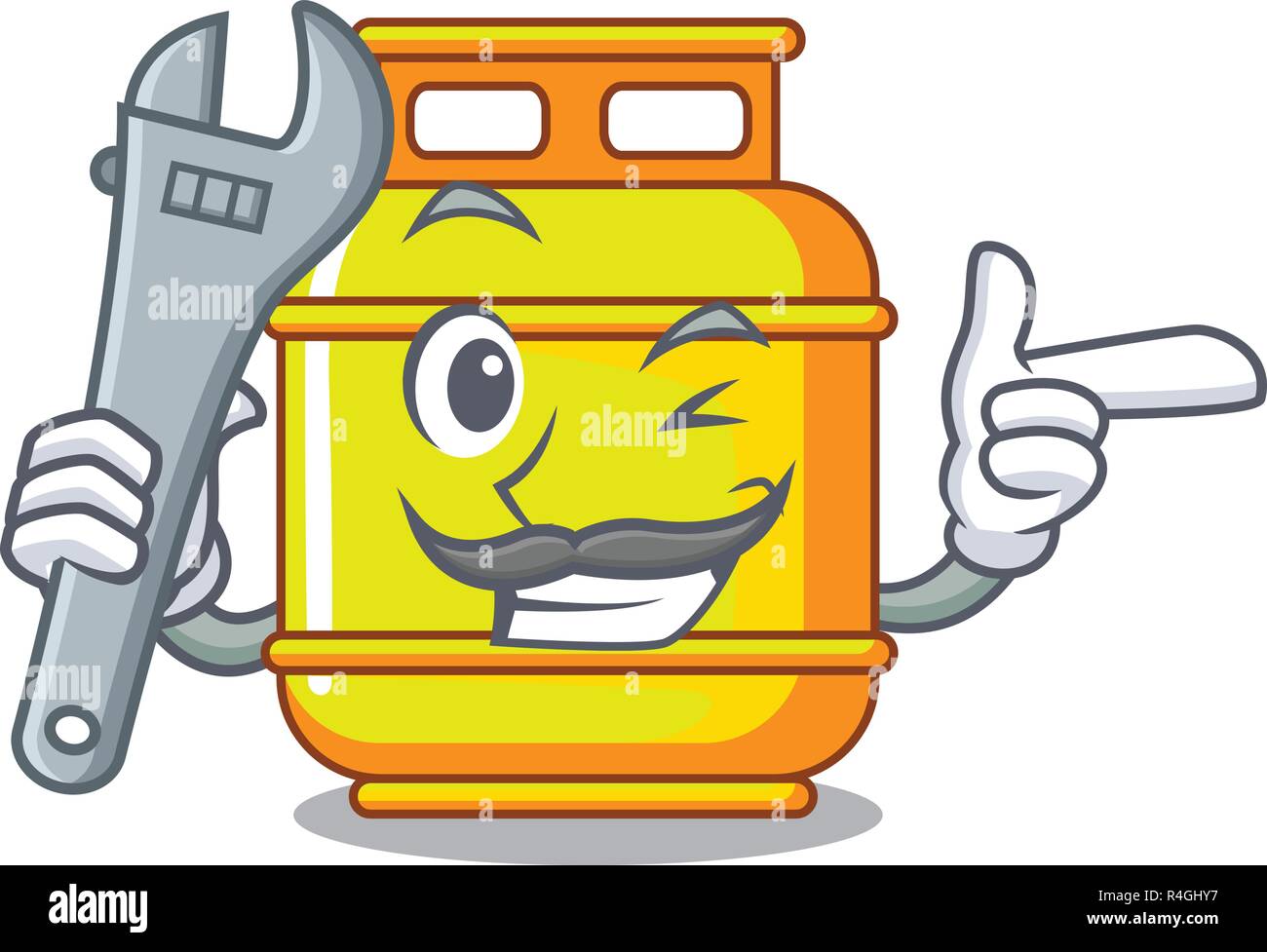Mechanic gas tank cylinder Isolated on mascot Stock Vector Image & Art