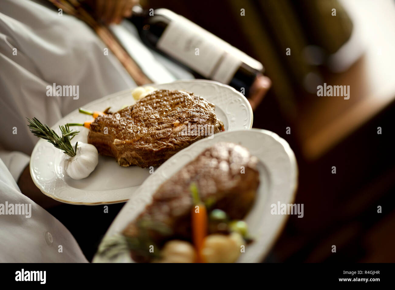Gourmet beef based dish served at a luxury restaurant Stock Photo Alamy