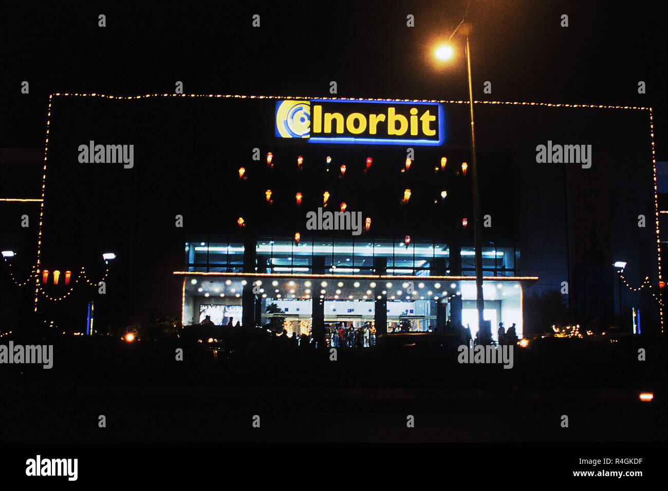 Decorated shopping centre during diwali festival, Goregaon, Mumbai, India, Asia Stock Photo