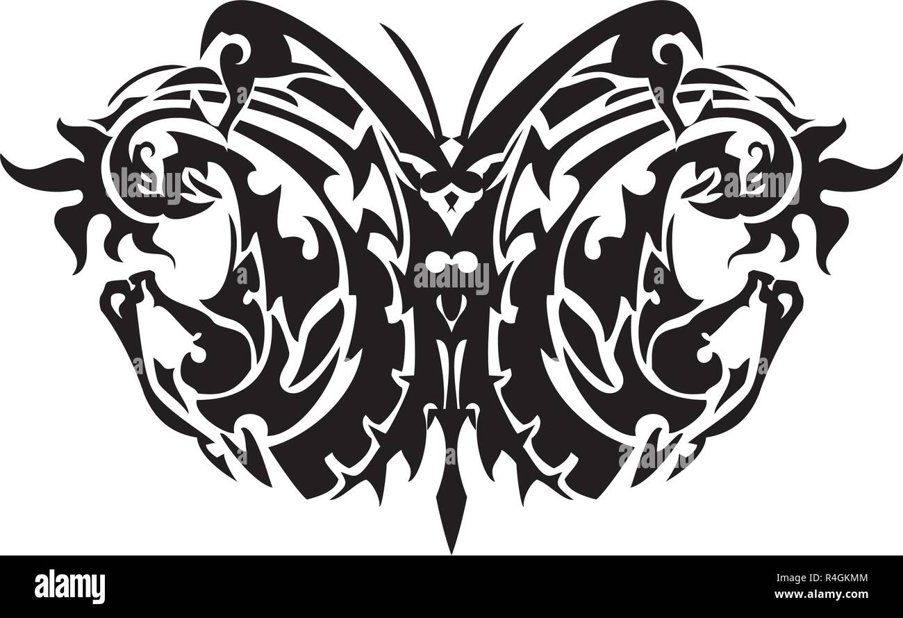 Butterfly Created By Horse Head And Phoenix Bird And A Bird Phoenix For A  Tattoo Etc Black On White Royalty Free SVG Cliparts Vectors And Stock  Illustration Image 120441300
