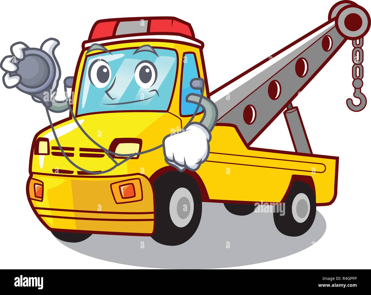 Doctor Cartoon tow truck isolated on rope Stock Vector