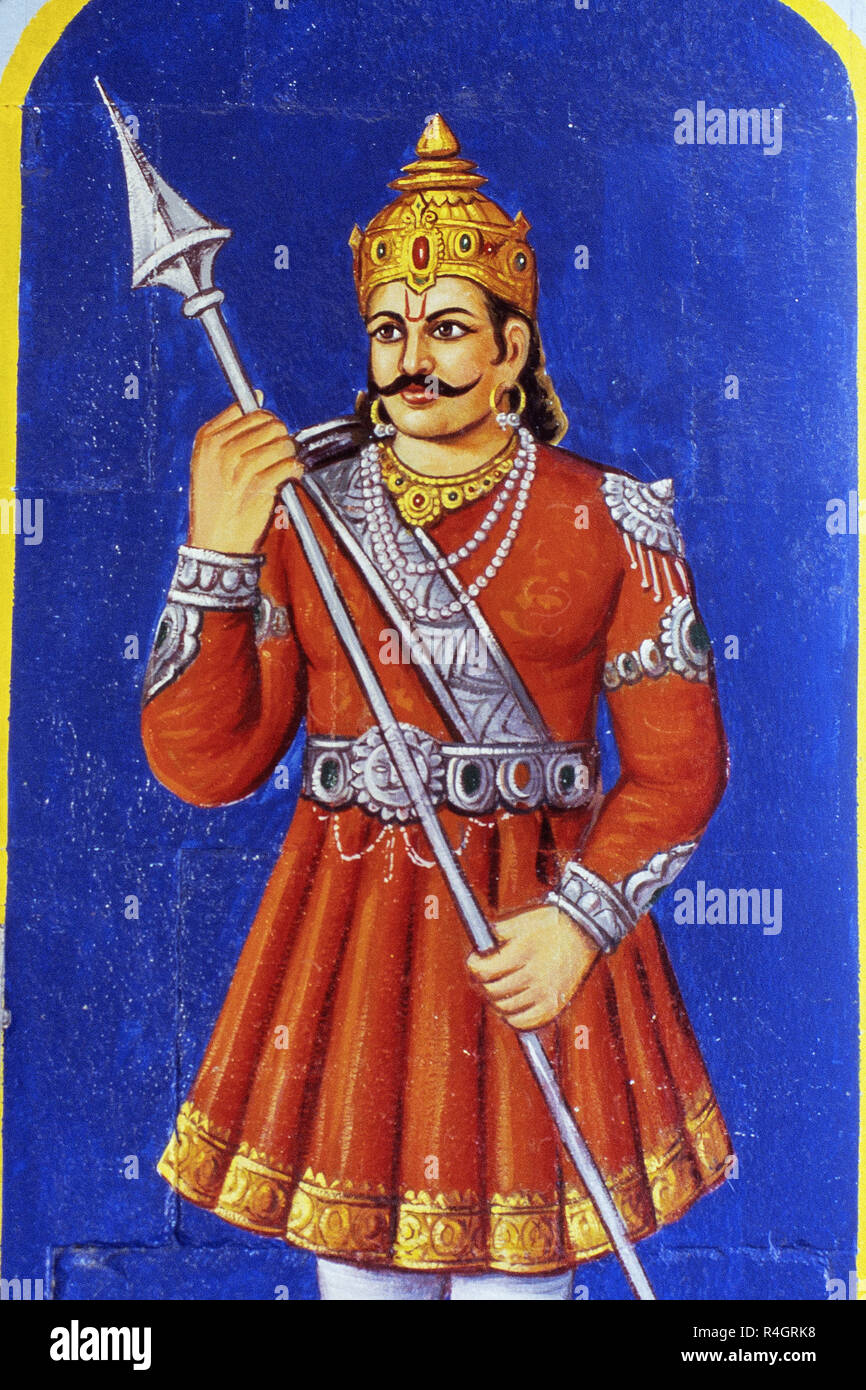 Guard painting outside Vigneshwara Temple, ozar, Ashtavinayak ...