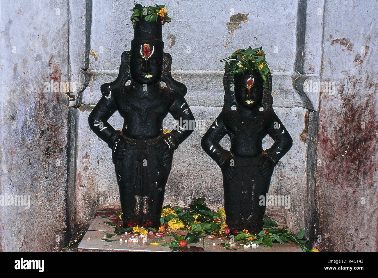 Statue of Vithoba and Rakhumai, Aundha Nagnath, Hingoli, Maharashtra, India, Asia Stock Photo