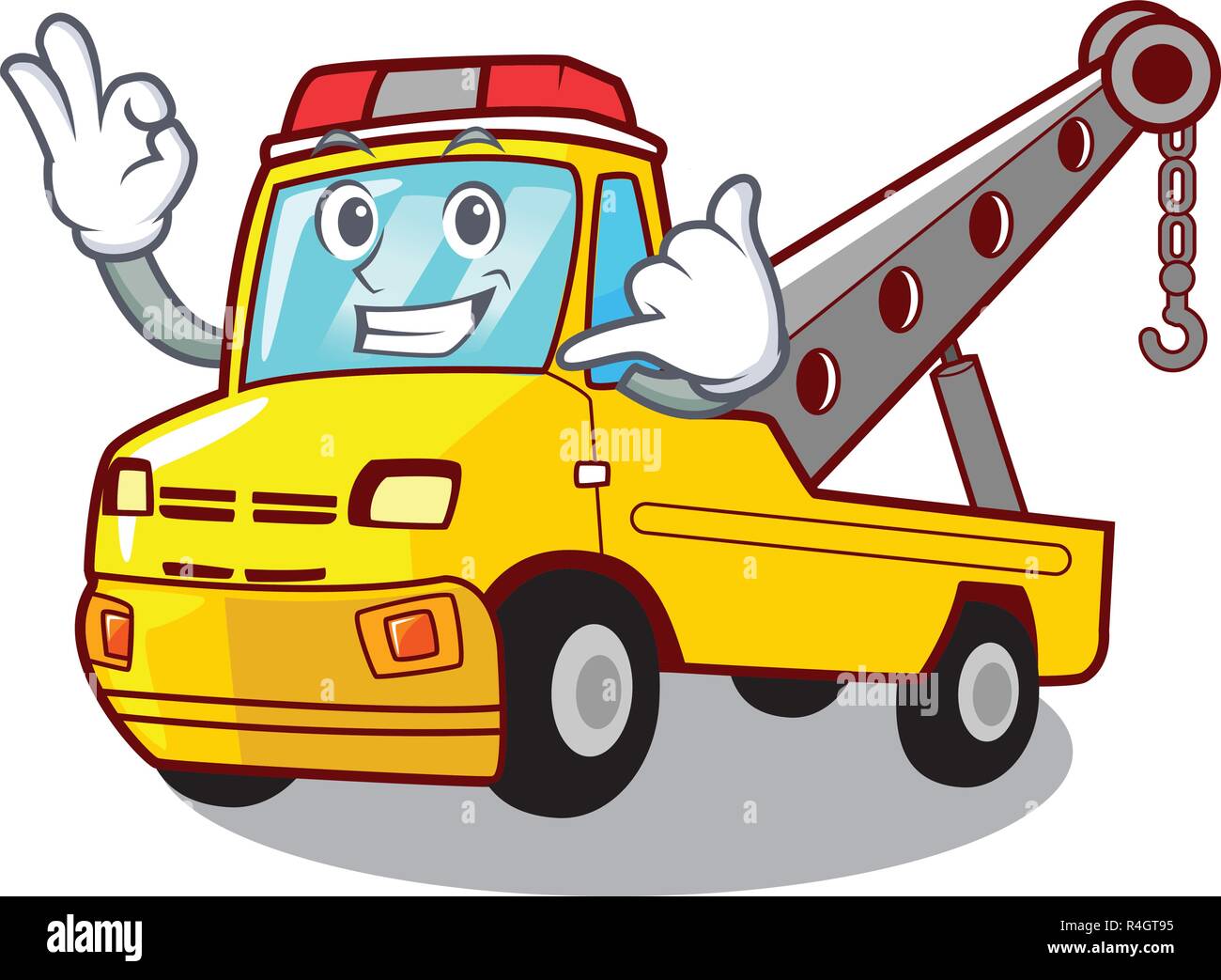 Call me tow truck for vehicle branding character Stock Vector