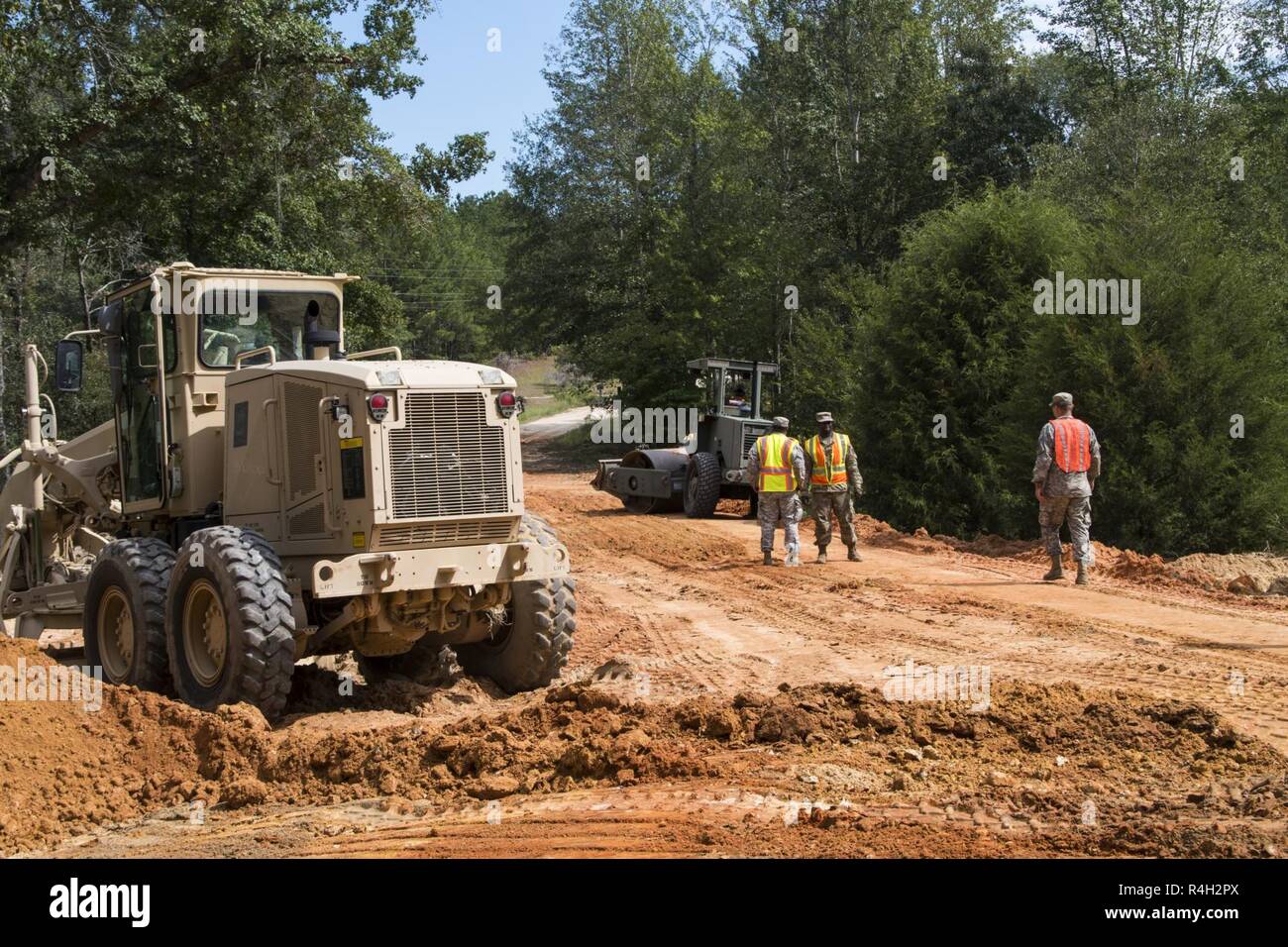 South Carolina National Guard engineers assist with local road repairs in Ruby, South Carolina