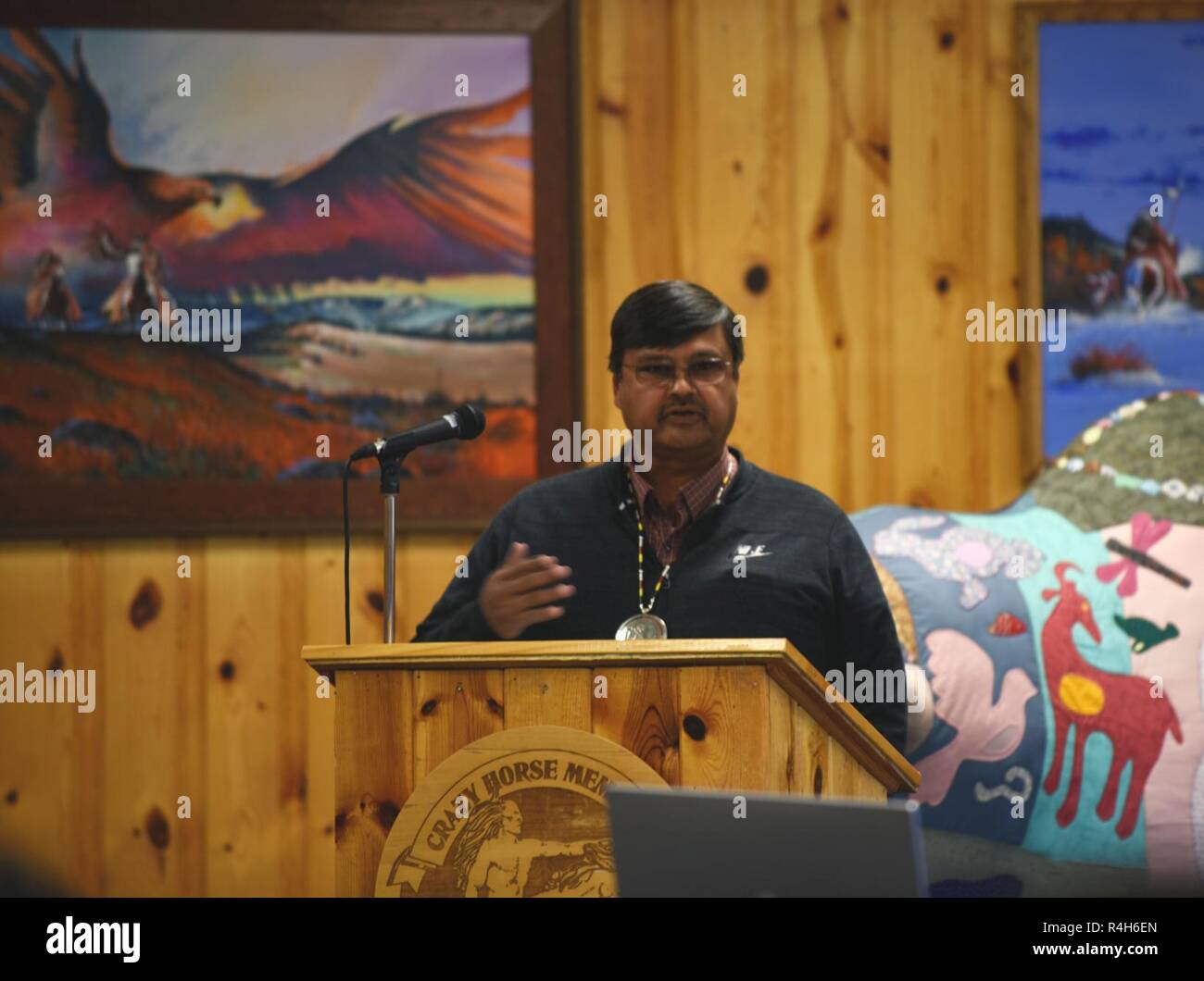 Boyd I. Gourneau, Chairman of the Lower Brule Sioux Tribe, performs the