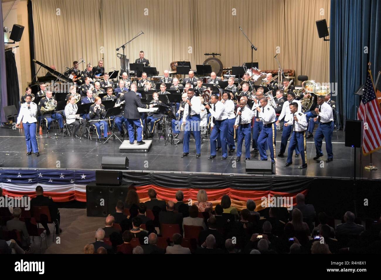 The U.S. Army Europe Band and Chorus, joined by members of the U.S. Air Forces in Europe Band and Heeresmusikkorps Koblenz, perform at the fifth annual German American Friendship Concert at the Fruchthalle in Kaiserslautern, Germany, Oct. 3. Stock Photo