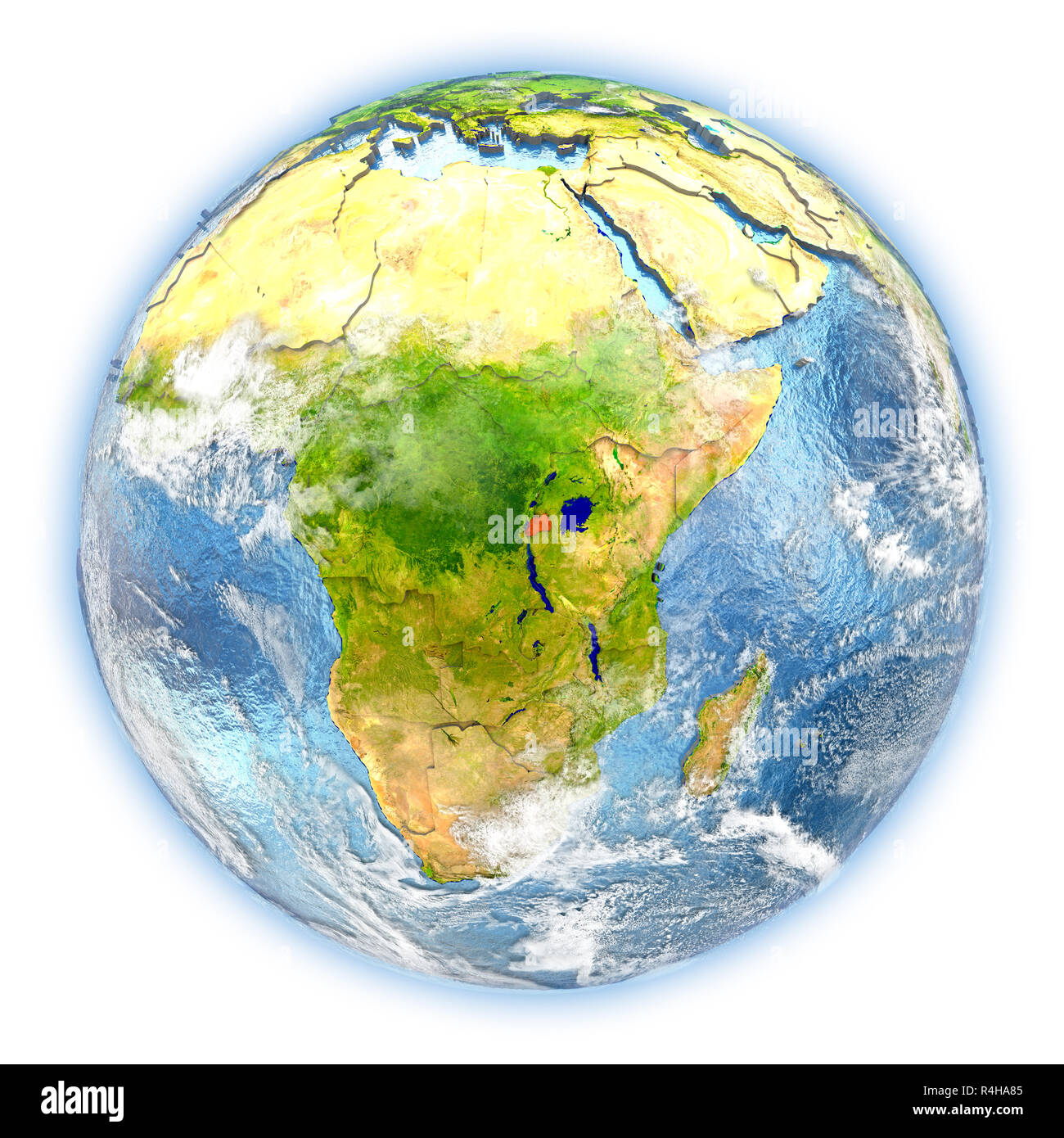 Rwanda on Earth isolated Stock Photo - Alamy