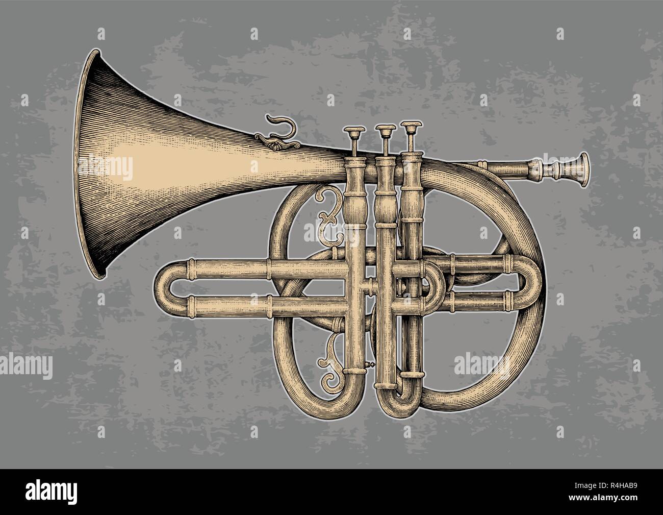 Vintage hand drawing engraving illustration,The classical music